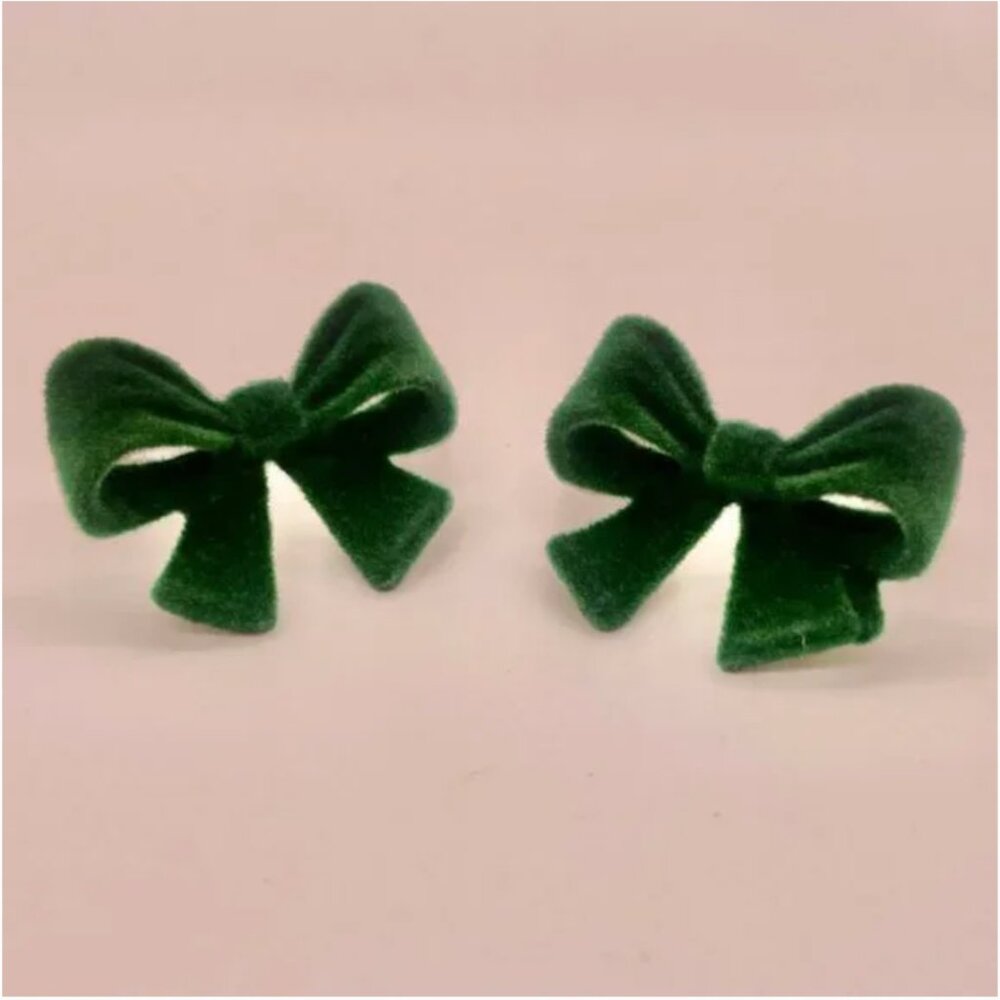 ❤️ FREE Bow Velvet Tie Chic Girly Artsy Glam Trendy Modern Minimalist Earrings